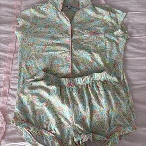 Marshalls Floral Pajama Set - Green and Pink